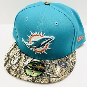 New Era Miami Dolphins 2-Tone Camo 59FIFTY Fitted‎ Hat Cap 7 7/8 Turquoise NFL